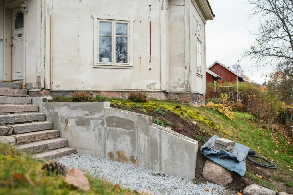 snygga till fasadgrund p souterr nghus inf r renovering
